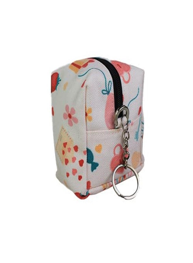 Kolorobia Heartstrings Keychain Pouch, Premium Polycanvas with Parachute Lining, Zipper Closure, 7.5x6x6 cm, Love Theme Pattern - Image 1