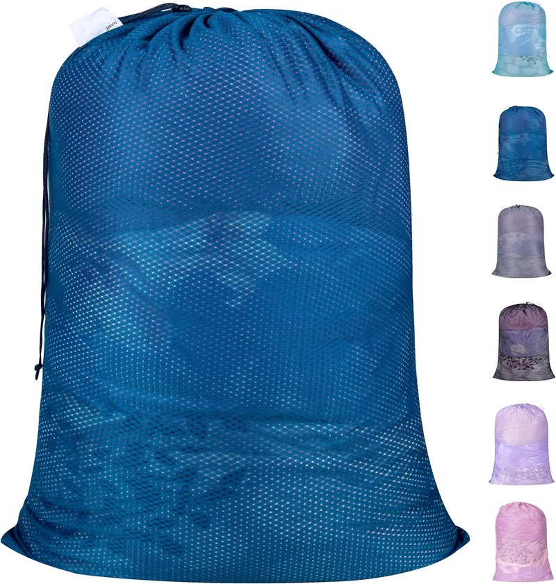 Heavy Duty Diamond Mesh Laundry Bag, 30"x36", Blue, 2 Pack