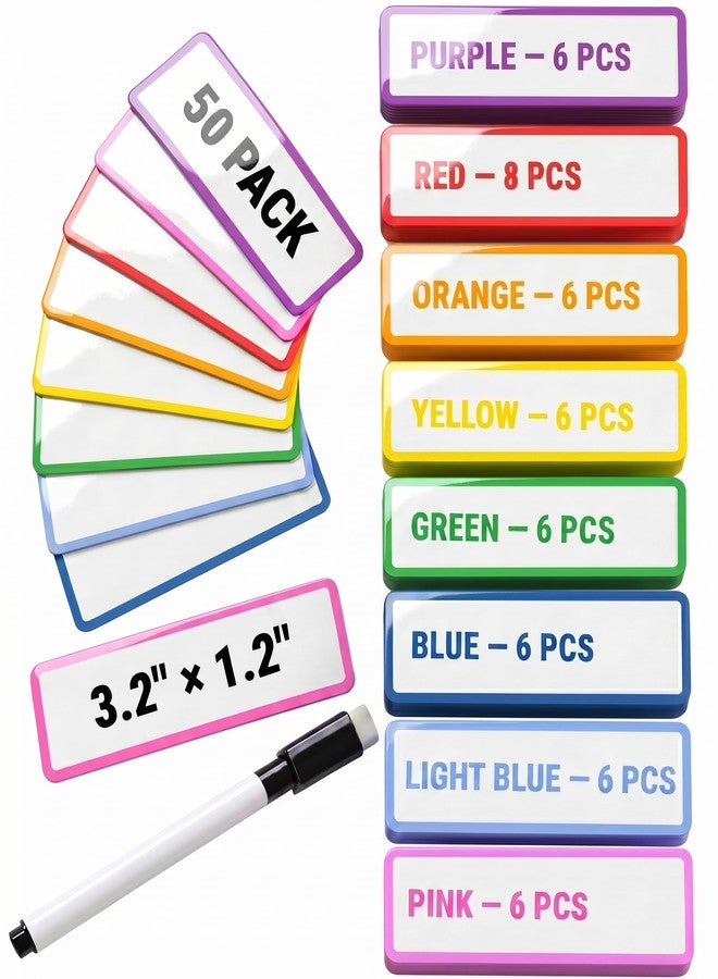 JUZARI 50 Pack Magnetic Name Tags for School Bus - 3.2x1.2 in Dry Erase Magnetic Labels for School Bus Seating Chart & Seat Labels - Interior Accessories for Organization & Name Identification - Image 1