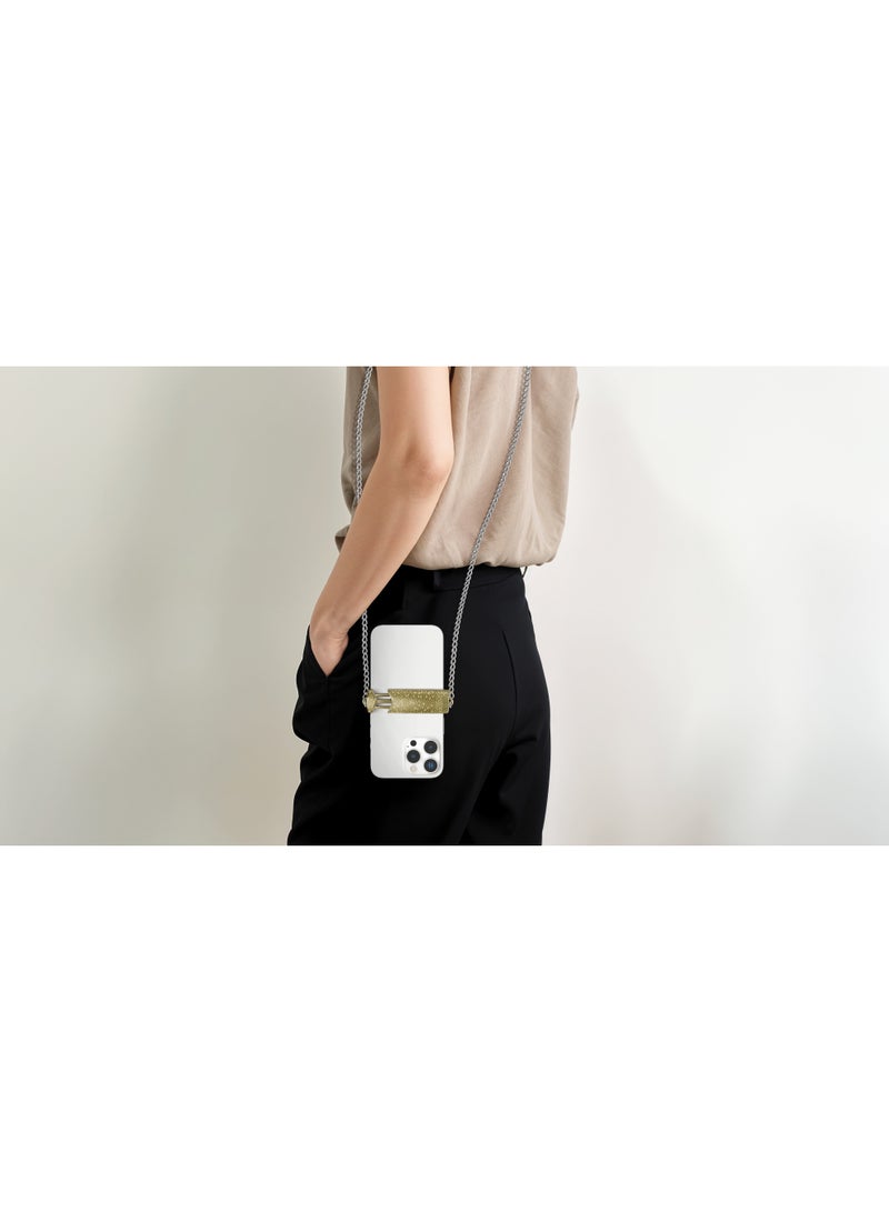 LEVELO Crossbody Chain Back Clip Phone Holder / Detachable Chain / 1.2m Length Caseless Lanyard / Universal Compatibility / Aluminum Material / Strong Hold / Lightweight / Durable / Anti-Corrosion - Black - Image 2