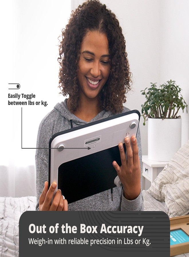 جريتر جودز ميزان Greater Goods AccuCheck الرقمي لقياس وزن الجسم - ميزان حمام رقمي دقيق مزود بمستشعرات عالية الدقة، وشاشة كبيرة بإضاءة خلفية سهلة القراءة، وسعة 400 رطل، وتشغيل تلقائي (أسود) - Image 3