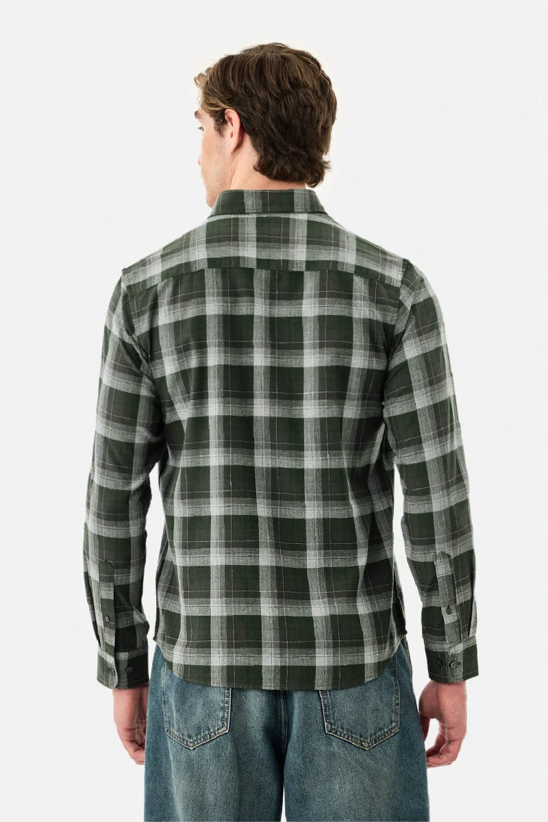 Snitch Green 100% Cotton Slim Fit Checks Shirt for Men | Best Price UAE