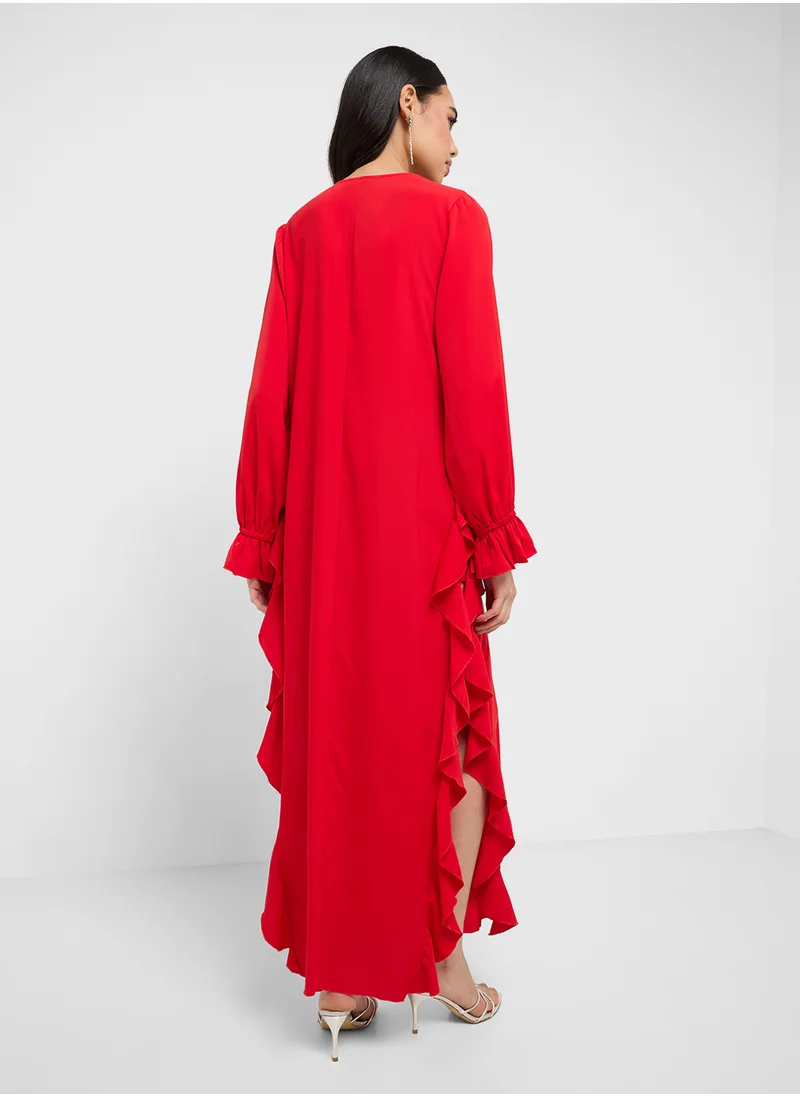 جينجر Ruffled Maxi Dress