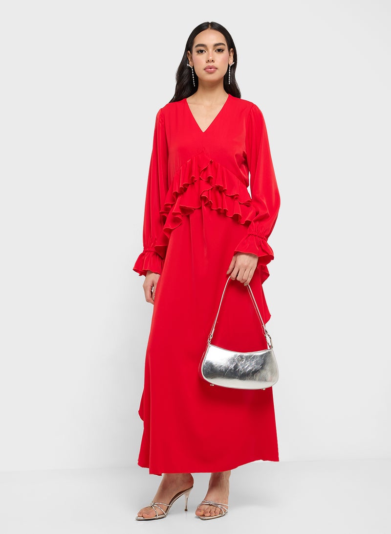 جينجر فستان ماكسي بكشكشة - Image 4