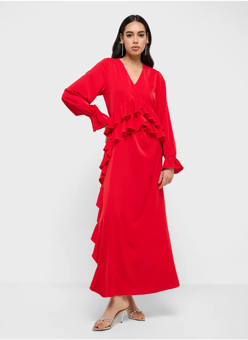 جينجر Ruffled Maxi Dress