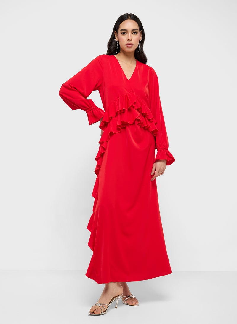 جينجر فستان ماكسي بكشكشة - Image 1