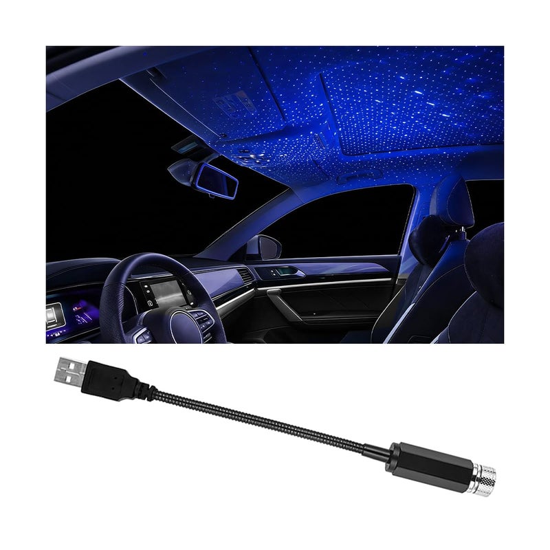 Ywdiml Car USB Star Projector Night Light Portable Flexible LED Romantic Roof Starry Sky Atmosphere Light Automotive Interior Star Decorative Nightlight Projector Universal for Vehicles Blue - Image 3
