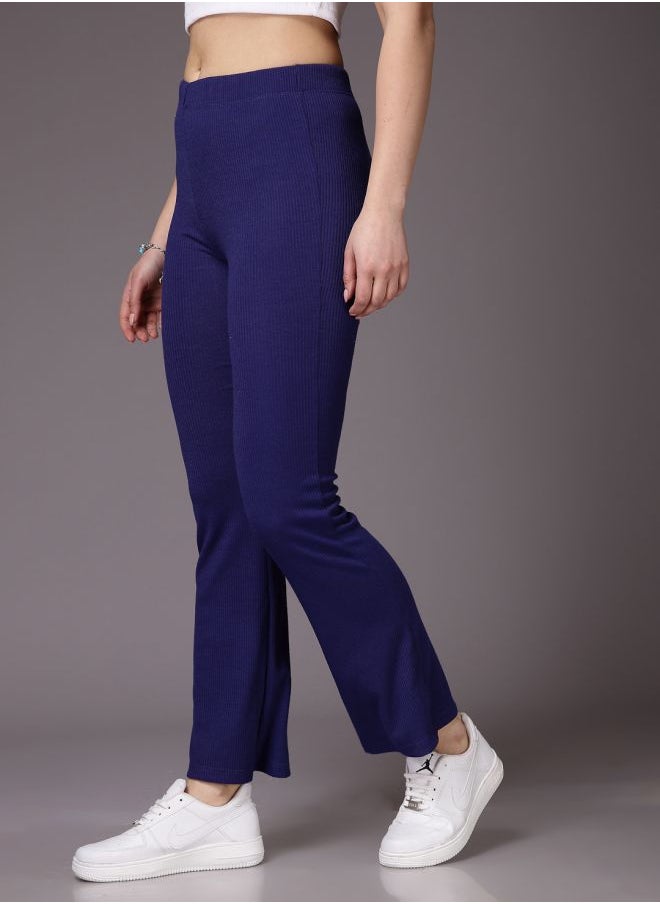 Freehand Women Fit and Flared Solid Mid-Rise Trousers  - Image 3