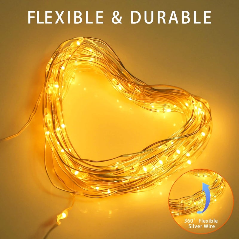 YAOZHOU Solar String Lights for Outside, Fairy Lights Outdoor Waterproof, Warm White 2Pack Total 200LED 66Ft 8 Modes Mini Small Solar Powered Lights for Christmas, Garden, Patio, Fence, Balcony - Image 4