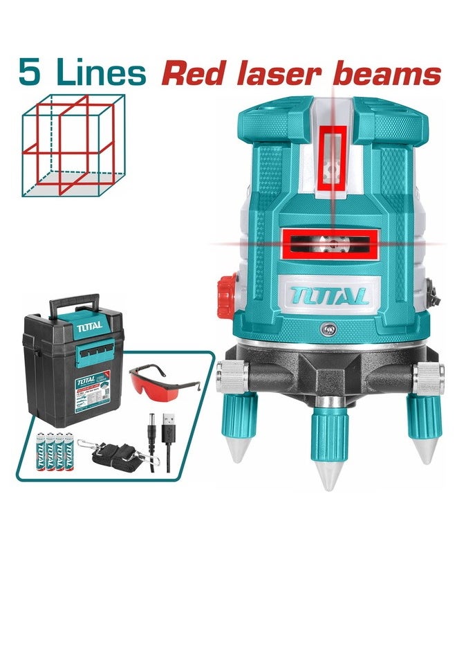 TOTAL - TOTAL Self-Leveling Line Laser 0-30m - Red Laser, 1 Horizontal Line, 4 Vertical Lines, ±1.0mm Accuracy, Cross Lock & Laser Gain Functions, Ideal for Precision Measurements & Alignment in Construction and DIY Projects - Image 1