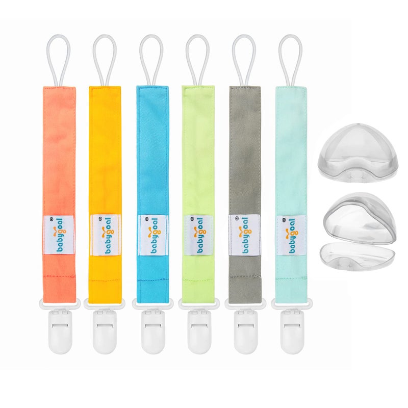 Babygoal Neutral Pacifier Clips with 2pcs Pacifier Cases, 6 Pack Binky Paci Holder and Leash for Boys and Girls Fits for Most Pacifier, Binkie Styles & Baby Teethers & Toys and Gift 6PS10-C2 - Image 1