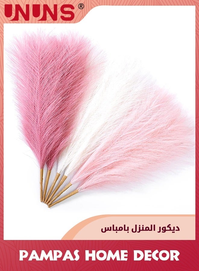 UNUNS 6Pcs Pampas Grass Pink Decor,Faux Home Decor,Artificial Blush Fake Pampas,Short Vase Room Decoration - Image 1