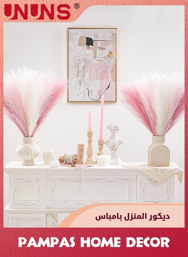 UNUNS 6Pcs Pampas Grass Pink Decor,Faux Home Decor,Artificial Blush Fake Pampas,Short Vase Room Decoration - Image 3