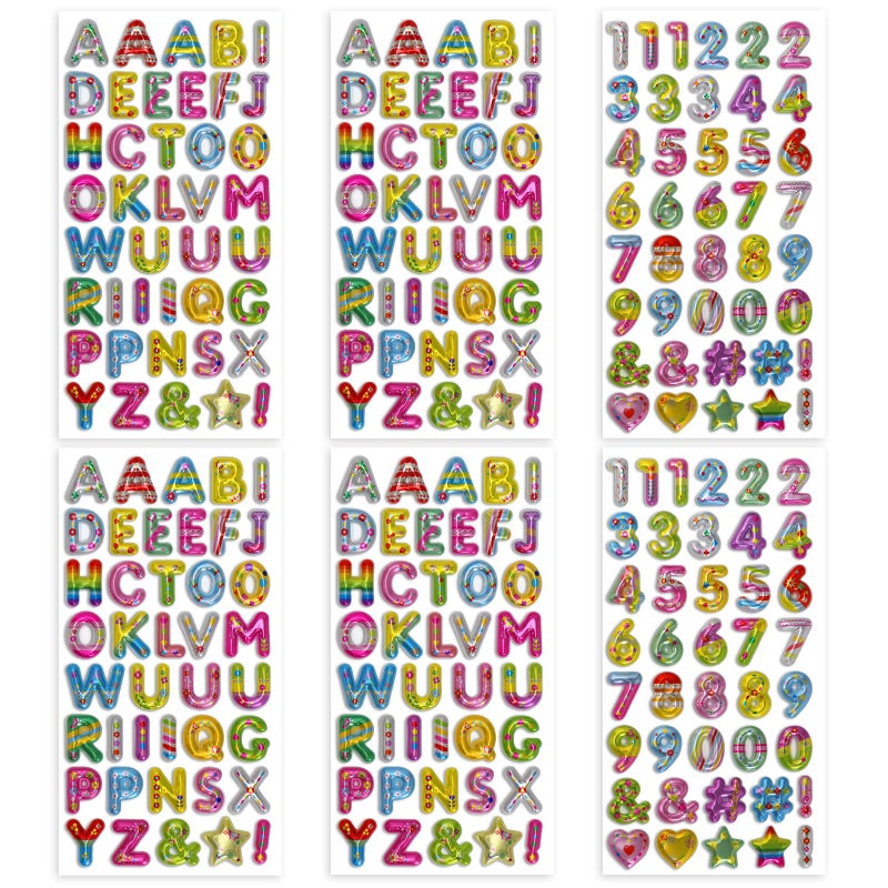 sodknow Puffy Letter and Number Stickers 6 Sheets 3D Rainbow Alphabet for Kids Crafts, 1 Inch Bubble Letters Numbers & Symbols Scrapbooking Classroom Rewards Birthday Party Decor Christmas Gift Tags Stockings - Image 1