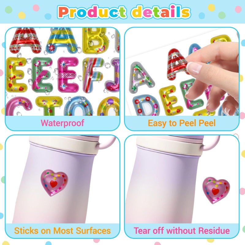 sodknow Puffy Letter and Number Stickers 6 Sheets 3D Rainbow Alphabet for Kids Crafts, 1 Inch Bubble Letters Numbers & Symbols Scrapbooking Classroom Rewards Birthday Party Decor Christmas Gift Tags Stockings - Image 4