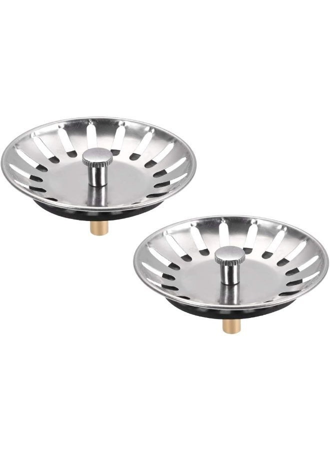 2PCS Kitchen Sink Strainer Stopper – Universal Stainless Steel & Silicone Drain Plug, Food Catcher Filter for Kitchen Sink, Silver - Image 1