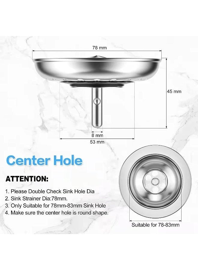 2PCS Kitchen Sink Strainer Stopper – Universal Stainless Steel & Silicone Drain Plug, Food Catcher Filter for Kitchen Sink, Silver - Image 2