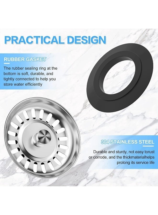 2PCS Kitchen Sink Strainer Stopper – Universal Stainless Steel & Silicone Drain Plug, Food Catcher Filter for Kitchen Sink, Silver - Image 4