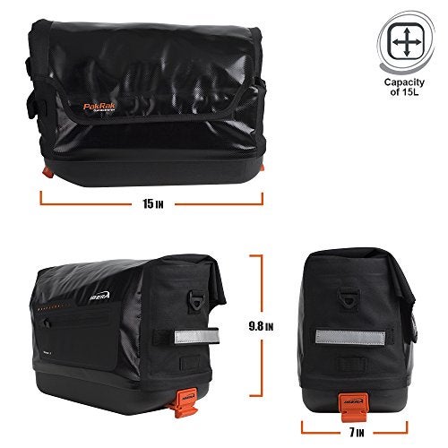 Ibera Bike Trunk Bag - PakRak Clip-On Quick-Release Waterproof Bicycle Commuter Bag (Black) - Image 5