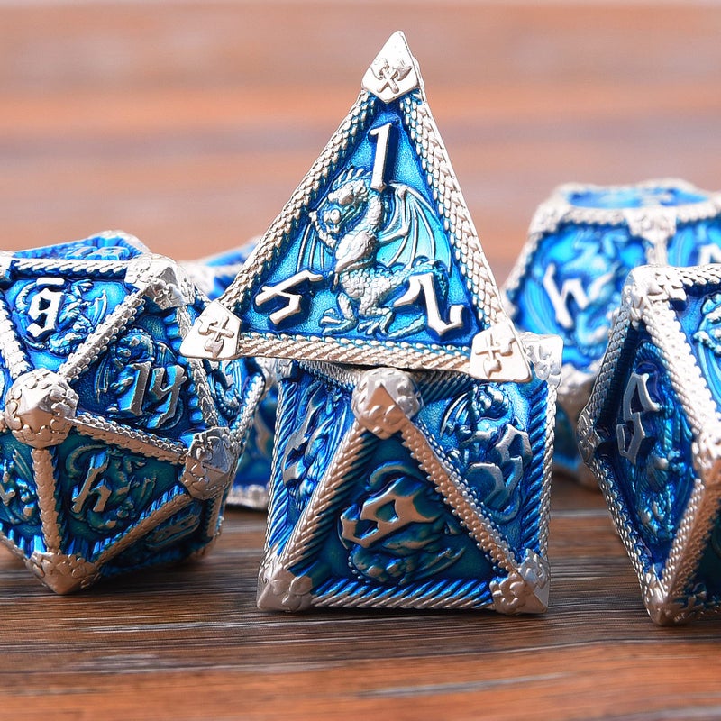 AUSTOR 7-Die Metal DND Dice Set Dungeons and Dragons Polyhedral Roll Playing Dice with Box D20 D12 D10 D% D8 D6 D4 for Pathfinder MTG RPG Board Games - Image 4