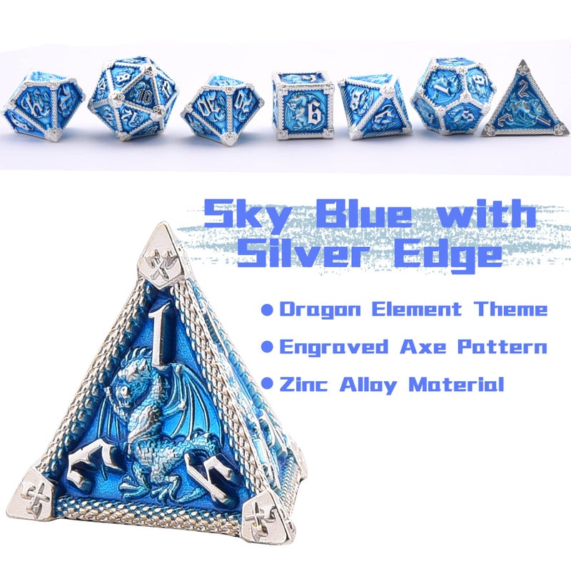 AUSTOR 7-Die Metal DND Dice Set Dungeons and Dragons Polyhedral Roll Playing Dice with Box D20 D12 D10 D% D8 D6 D4 for Pathfinder MTG RPG Board Games - Image 3