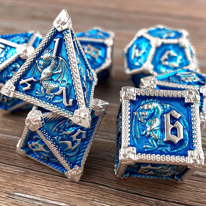 AUSTOR 7-Die Metal DND Dice Set Dungeons and Dragons Polyhedral Roll Playing Dice with Box D20 D12 D10 D% D8 D6 D4 for Pathfinder MTG RPG Board Games - Image 5