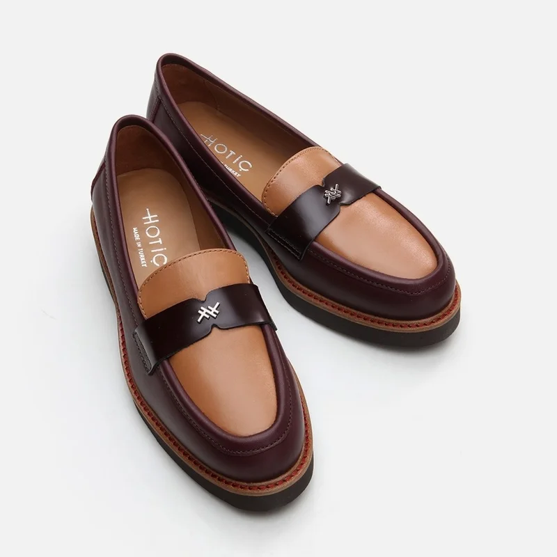 Hotiç 01AYH291760A737 GENUINE Leather Claret Red Women's Loafer