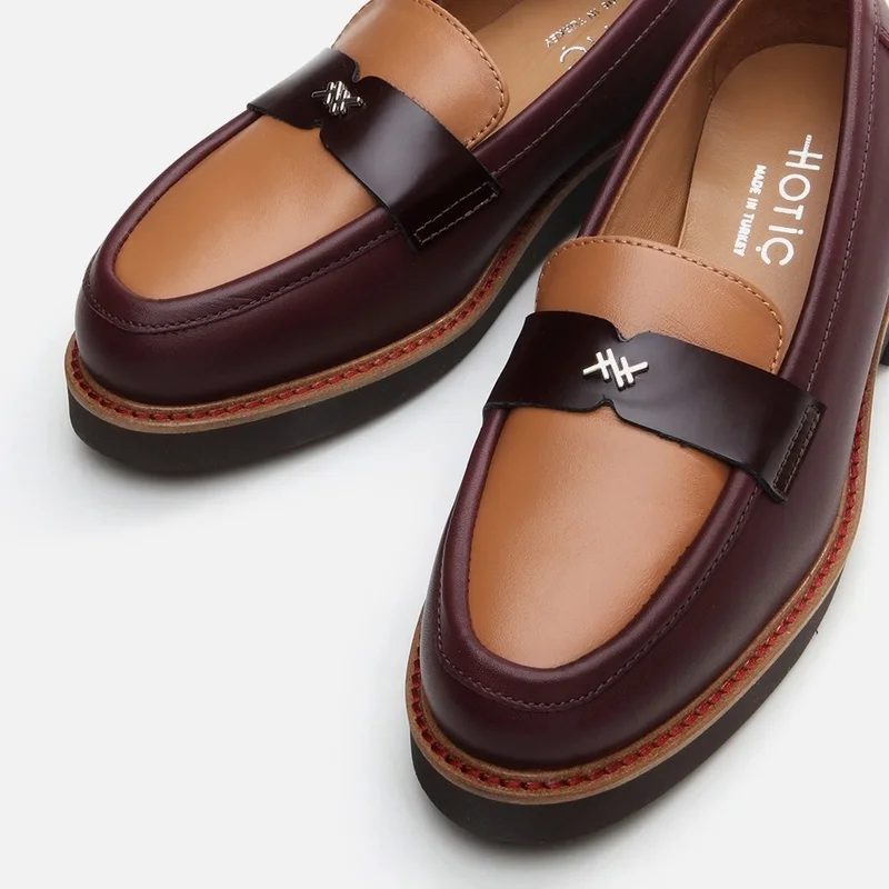 Hotiç 01AYH291760A737 GENUINE Leather Claret Red Women's Loafer