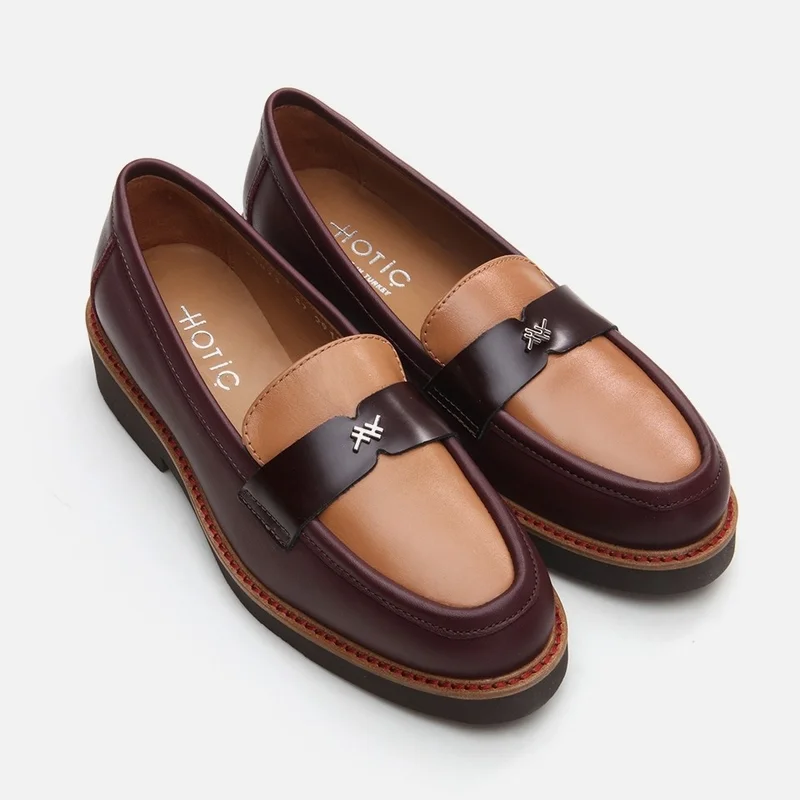 Hotiç 01AYH291760A737 GENUINE Leather Claret Red Women's Loafer