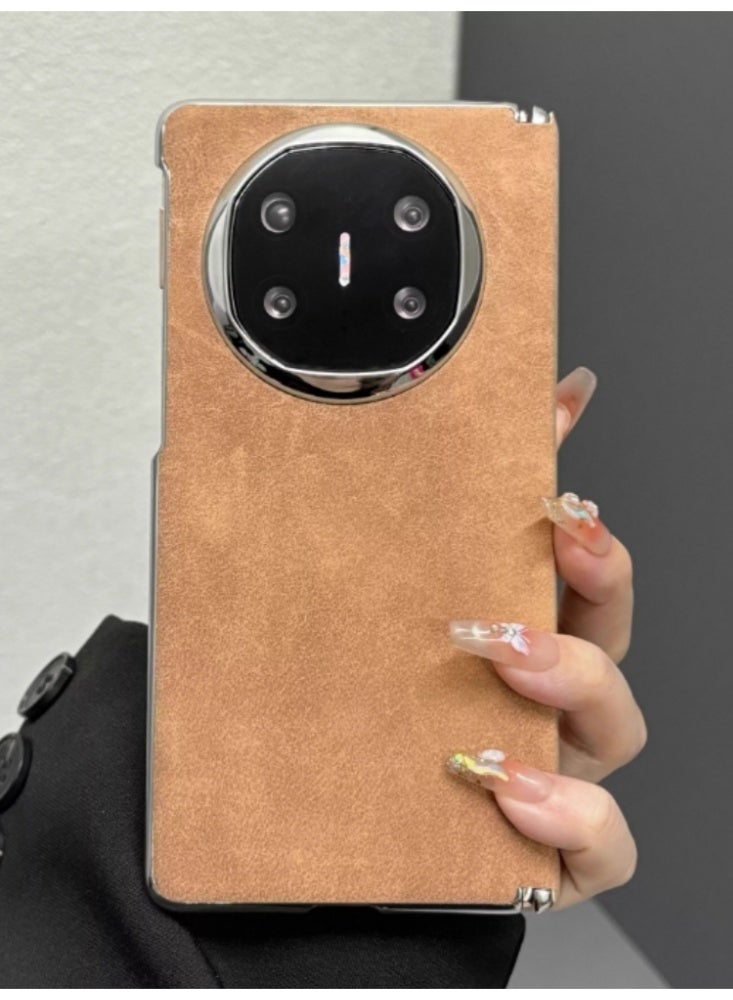 The Phone Case Is Suitable for Huawei MateX6 Foldable Screen Ultra-Thin Electroplated All-Inclusive Central Hinge Lens Anti-Drop Protective Cover, Business Brown - Image 1
