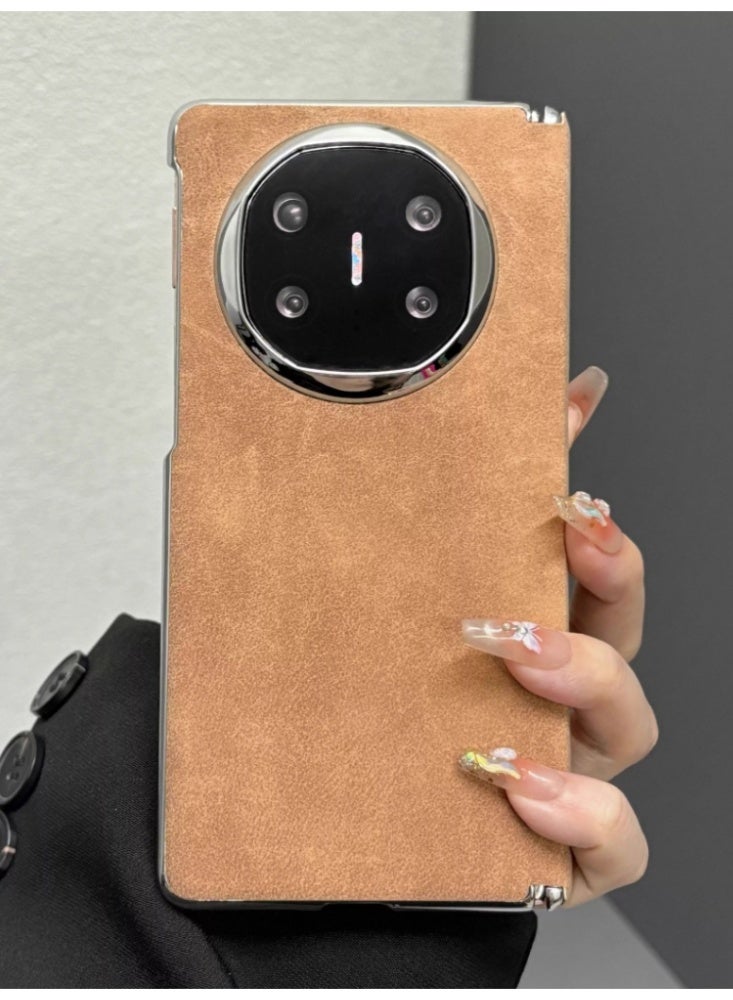 The Phone Case Is Suitable for Huawei MateX6 Foldable Screen Ultra-Thin Electroplated All-Inclusive Central Hinge Lens Anti-Drop Protective Cover, Business Brown - Image 3