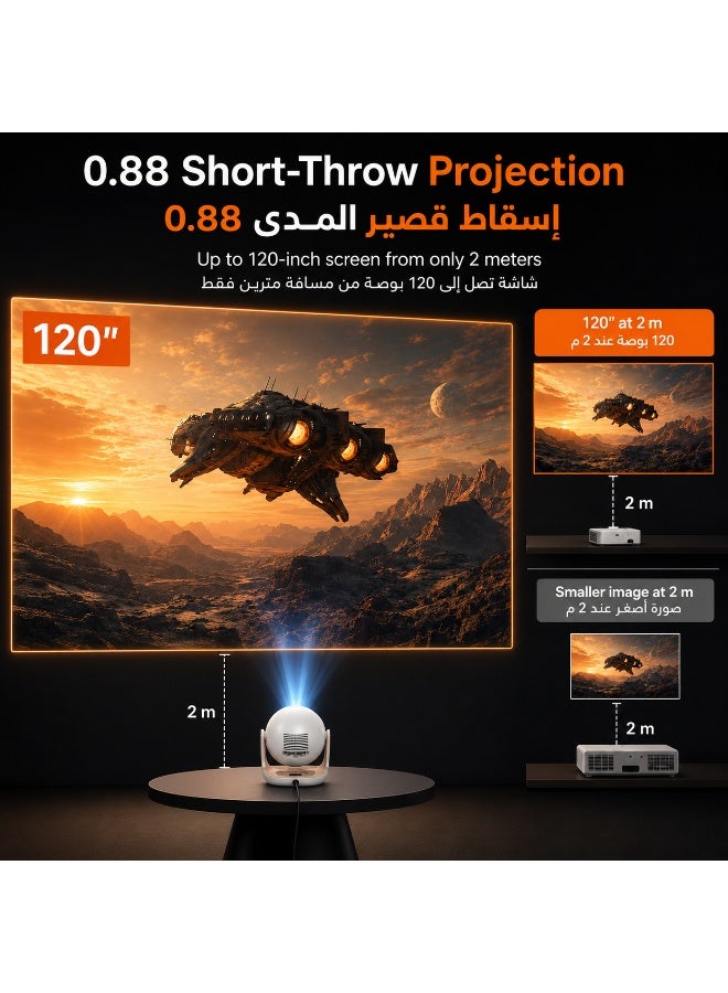 HAMMINER Portable Smart Projector, 720P HD LCD Home Theater Projector with Manual Focus, 200 ANSI Lumens, OS Android 9.0, Dual-Band Wi-Fi 6, Bluetooth 5.0, Screen Mirroring, HDMI & USB, Built-In Dual Speakers, Portable Projector for Home, Bedroom and Outdoor Entertainment - Image 3