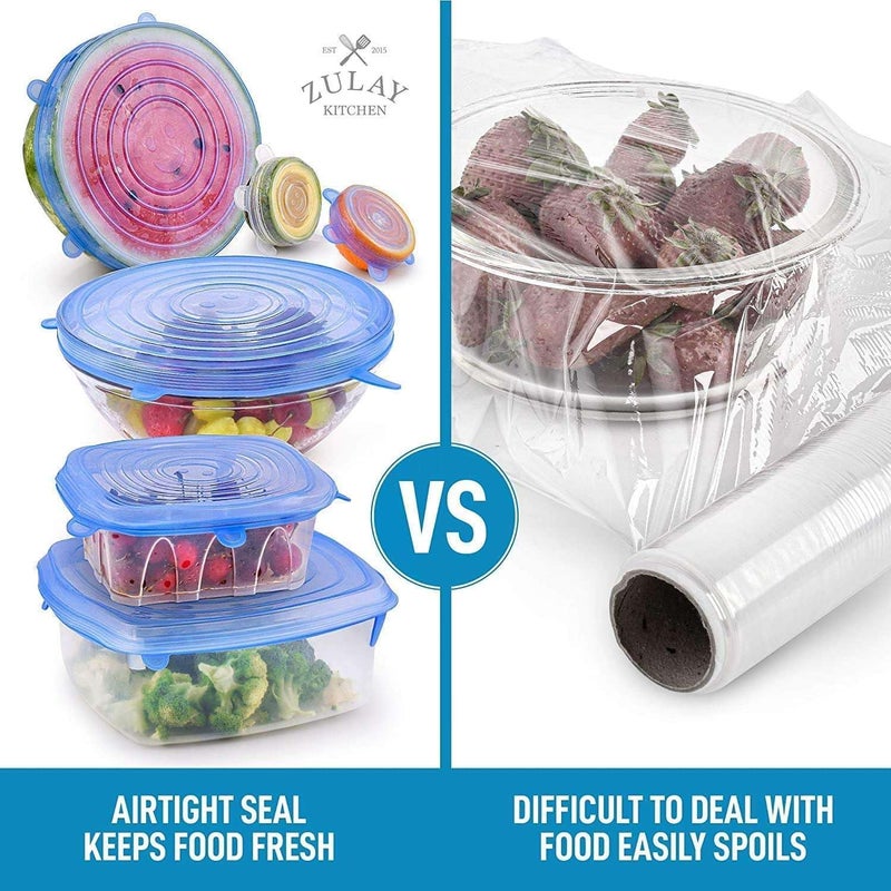 KITDAO Silicone Stretch Lids,Set of 6 Multi Size Reusable Silicone Lids Food and Bowl Covers,Dishwasher and Freezer Safe - Image 2