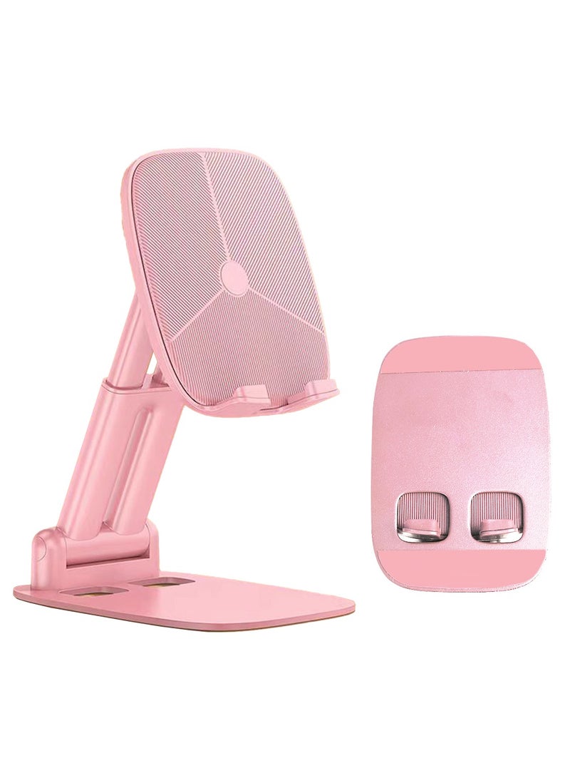 Meishida Foldable Phone Holder for Desk, Height & Angle Adjustable Cell Phone Stand, Foldable Desk Phone Stand Compatible with Most Phones (Pink) - Image 1