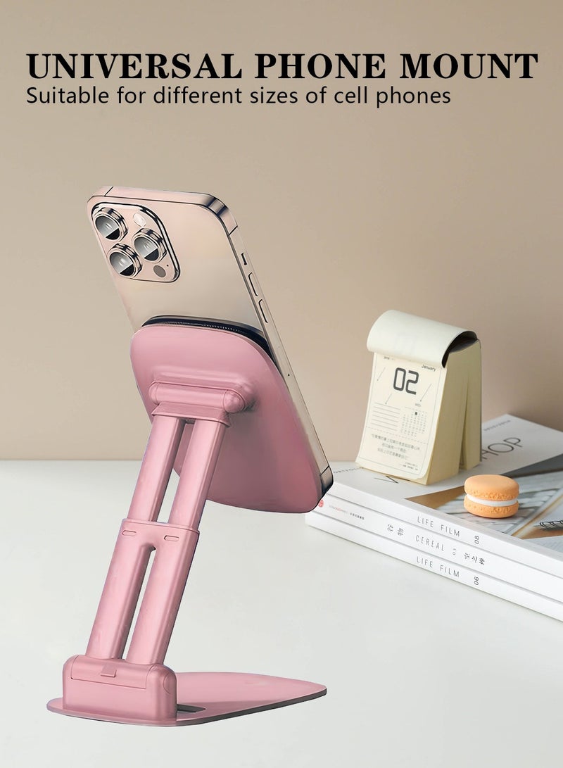 Meishida Foldable Phone Holder for Desk, Height & Angle Adjustable Cell Phone Stand, Foldable Desk Phone Stand Compatible with Most Phones (Pink) - Image 4