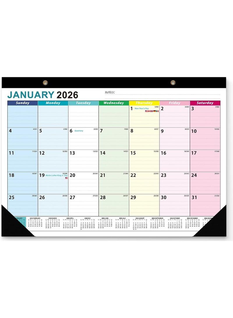 فوميمو تقويم شهري للجدار والمكتب لعام 2026-2027، مخطط لمدة 18 شهرًا من يناير 2026 إلى يونيو 2027 مع ورق متين، قسم ملاحظات لتنظيم المنزل والمكتب (ملون) - Image 1