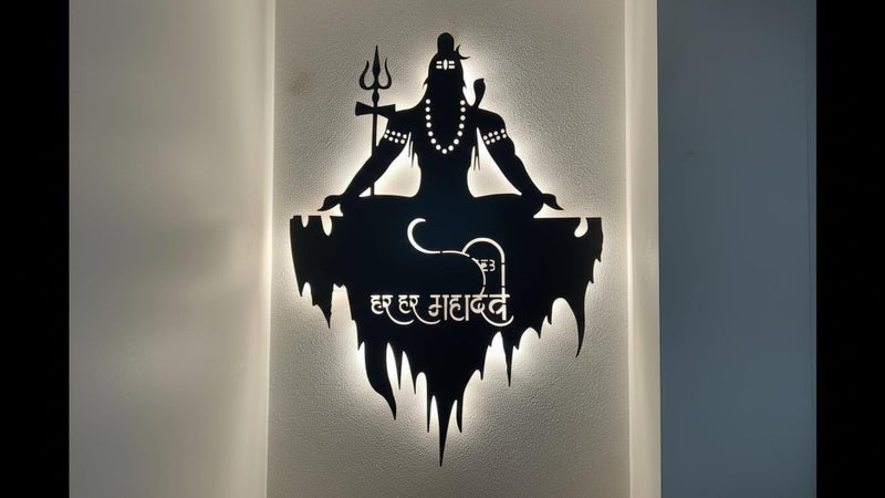 Saifix Metal Wall Art Black Sculptures | Modern Wall Hanging Home Decoration | Living Room, Bedroom & Office Décor (60 x 40 cm) Lord Shiva - Image 4