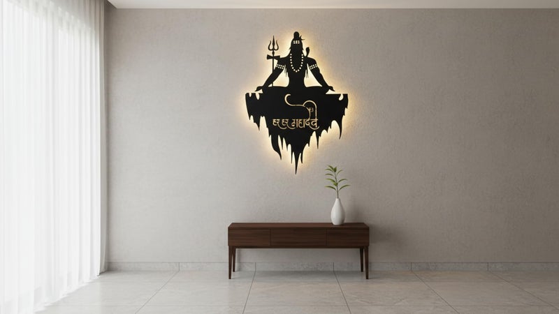 Saifix Metal Wall Art Black Sculptures | Modern Wall Hanging Home Decoration | Living Room, Bedroom & Office Décor (60 x 40 cm) Lord Shiva - Image 3