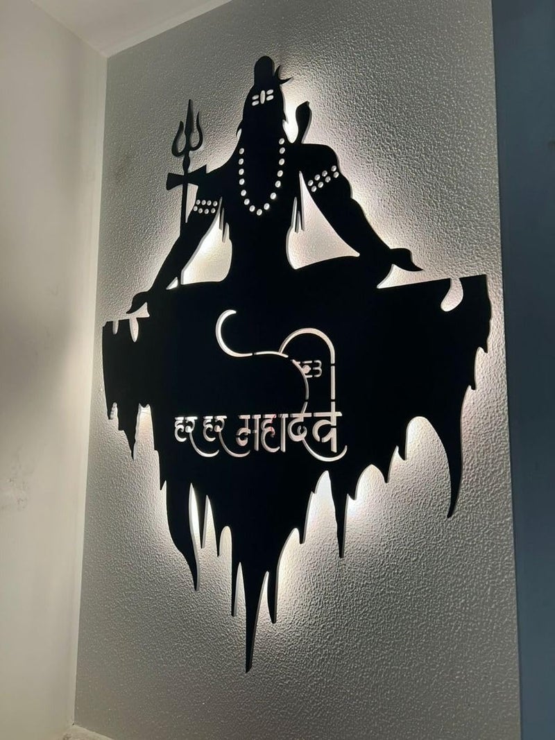 Saifix Metal Wall Art Black Sculptures | Modern Wall Hanging Home Decoration | Living Room, Bedroom & Office Décor (60 x 40 cm) Lord Shiva - Image 2