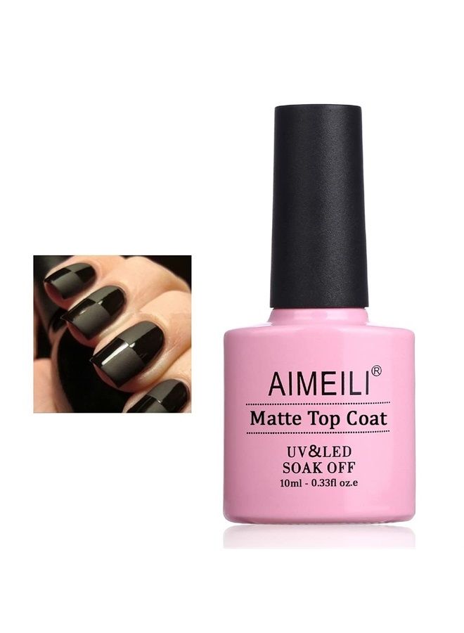AIMEILI Soak Off U V LED Gel Nail Polish - No Wipe Matte Top Coat 10ml - Image 1
