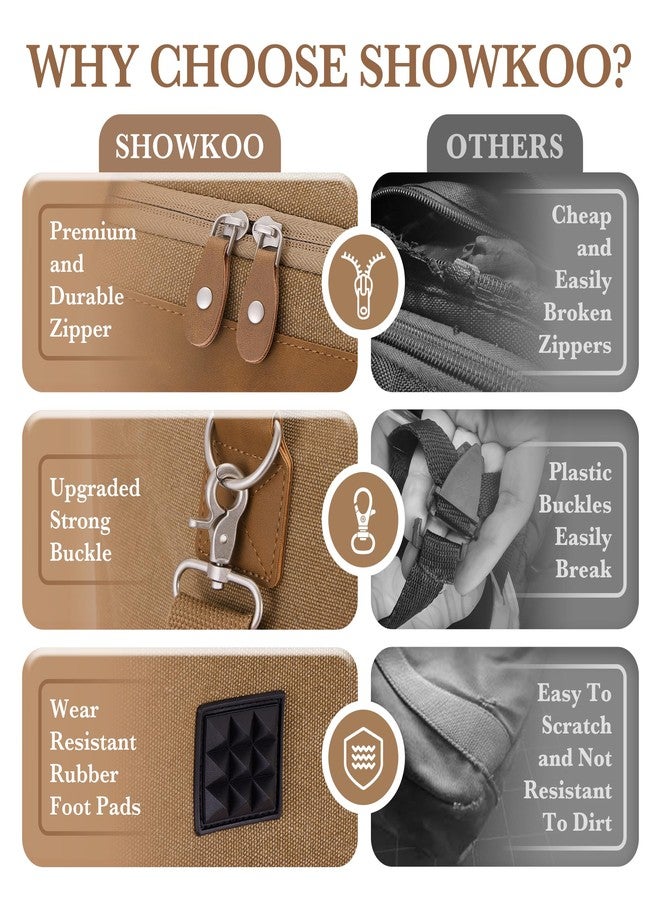SHOWKOO Duffle Bag for Travel 60L Expandable Canvas Travel Bag Durable Vintage Weekender Overnight Carry On Bag, Coffee, 60L, Vintage - Image 4