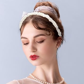 AOZUO 3PCS Headbands for Women Girls Padded NonSlip Headbands White Pearl Hairbands Fashion Wide Hair Band Vintage Head Bands for Women Girls Hair Accessories - Image 2