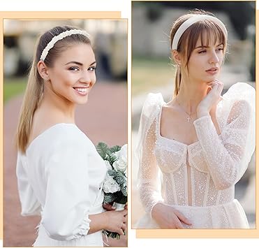 AOZUO 3PCS Headbands for Women Girls Padded NonSlip Headbands White Pearl Hairbands Fashion Wide Hair Band Vintage Head Bands for Women Girls Hair Accessories - Image 3