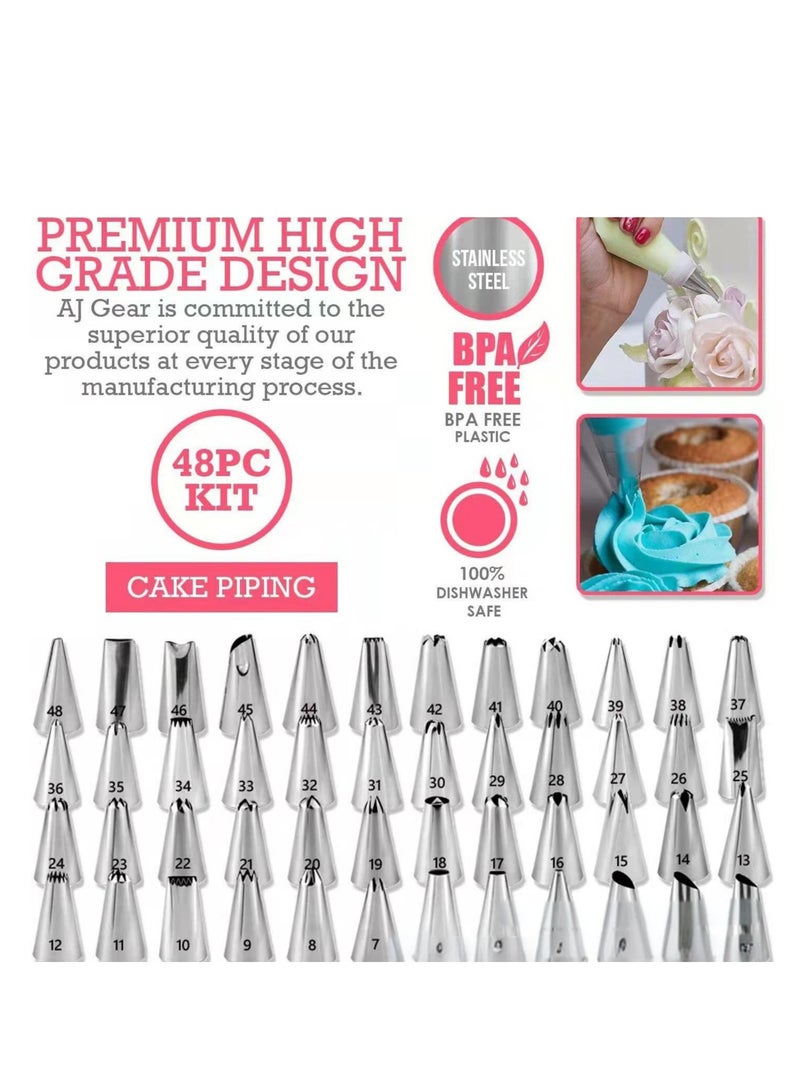 فورتي لوازم تزيين الكيك ٣٣٣ قطعة، طقم خبز مع ٤ صواني خبز، كتاب إلكتروني مجاني لتزيين الكيك، لوازم خبز مع ١٠٠ كيس تزيين، ٤٨ فوهة تزيين صغيرة، معدات تزيين الكيك - Image 2