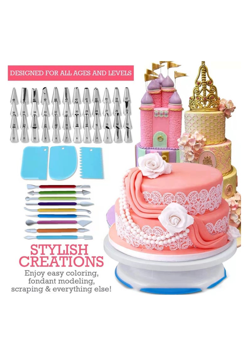 فورتي لوازم تزيين الكيك ٣٣٣ قطعة، طقم خبز مع ٤ صواني خبز، كتاب إلكتروني مجاني لتزيين الكيك، لوازم خبز مع ١٠٠ كيس تزيين، ٤٨ فوهة تزيين صغيرة، معدات تزيين الكيك - Image 3