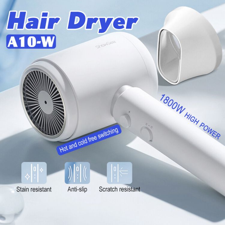 Showsee A10 Negative Ion Hair Dryer, Professional Fast Drying 1800w, White - Image 2