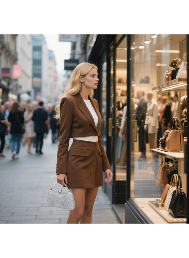 Simcat Women Gold Clutch Purses Glitter Evening Handbag Pleated Evening Bag for Lady Formal Bridal Wedding Prom, Silver - Image 2