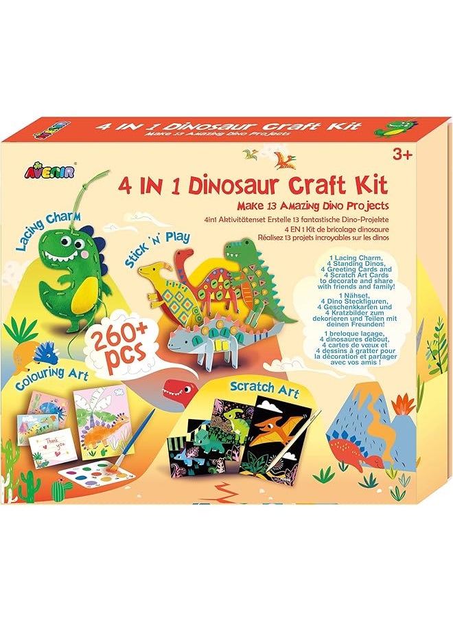 Avenir 4 In 1 Dinosaur Craft Kit Craft Imaginative Dinosaurs Spark Creativity Imagination And Cognitive Development Age 3 Plus  - Image 1