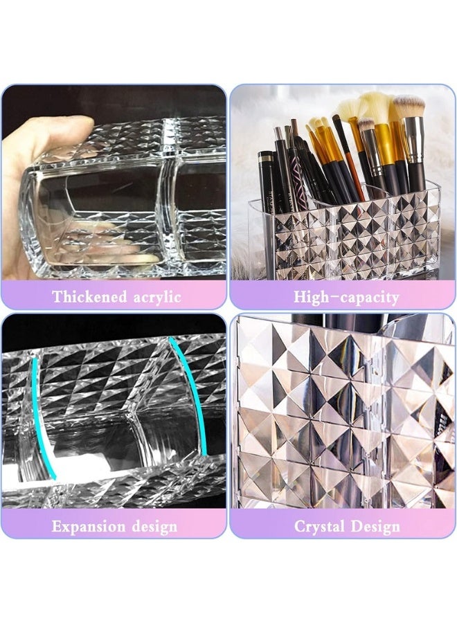 Clear Makeup Brush Organizer and Holder – Elegant Design with 3 Slots for Cosmetic Brushes Storage – Modern Shape Provides Perfect Table or Dresser Arrangement – Practical and Easy to Clean - Image 4