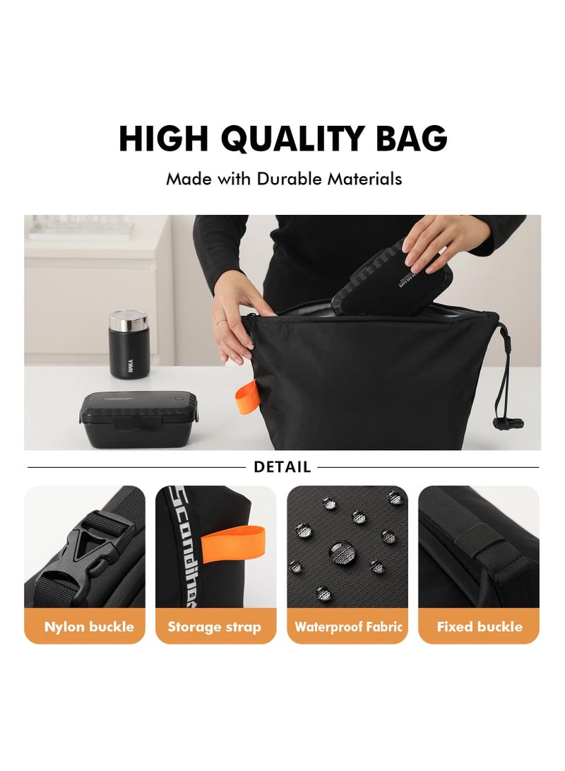 Lunch bag for Adult Women Men, Reusable High Capacity Lunch Tote Bags, Small Leakproof Cooler Food Lunch Containers, Lunch box for Work, Travel, Outdoor, School Picnic, One Size (Black)  - Image 3